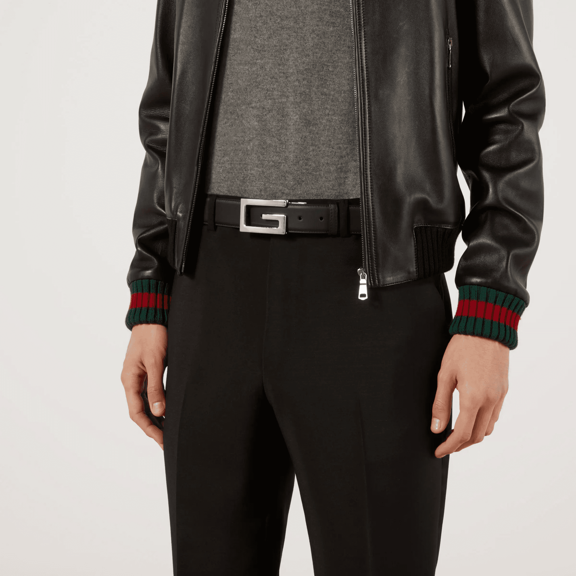 Ремень GUCCI Square G Smooth Buckle Reversible Belt Black Brown 3.5cm - изображение 6