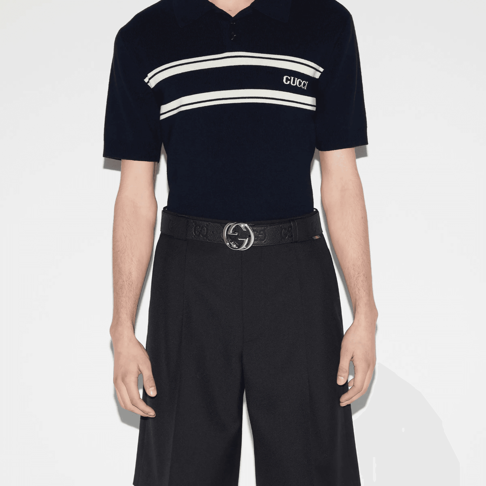 Ремень GUCCI Logo Print Belt Black 4CM - изображение 5