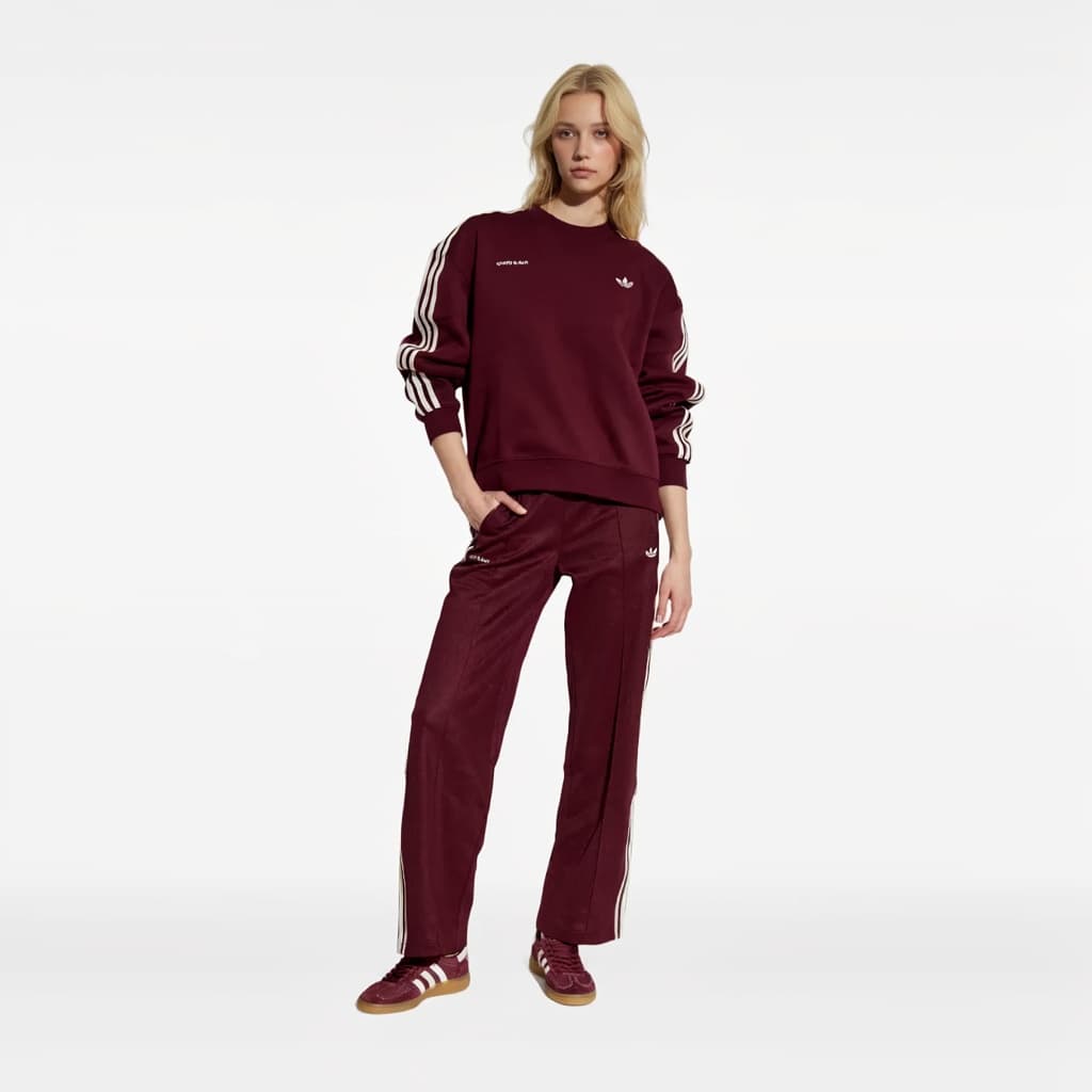 Штаны Adidas Originals x Sporty Rich Спортивные брюки женские темно-красно-фиолетовые - изображение 3